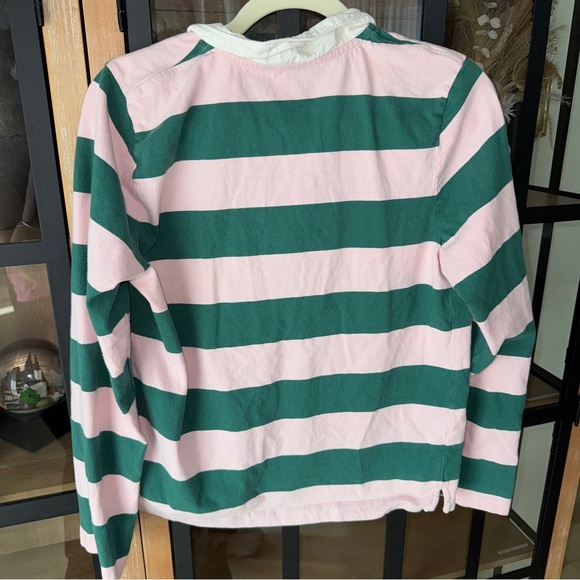 J. Crew long sleeve rugby striped polo shirt collar kelly preppy tee sporty - Picture 9 of 9